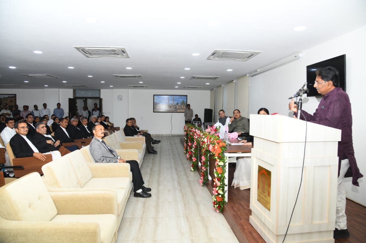 Law Minister Shri Rishikesh Patel at the friendship program of Kaida Bhavan at Gujarat High Court